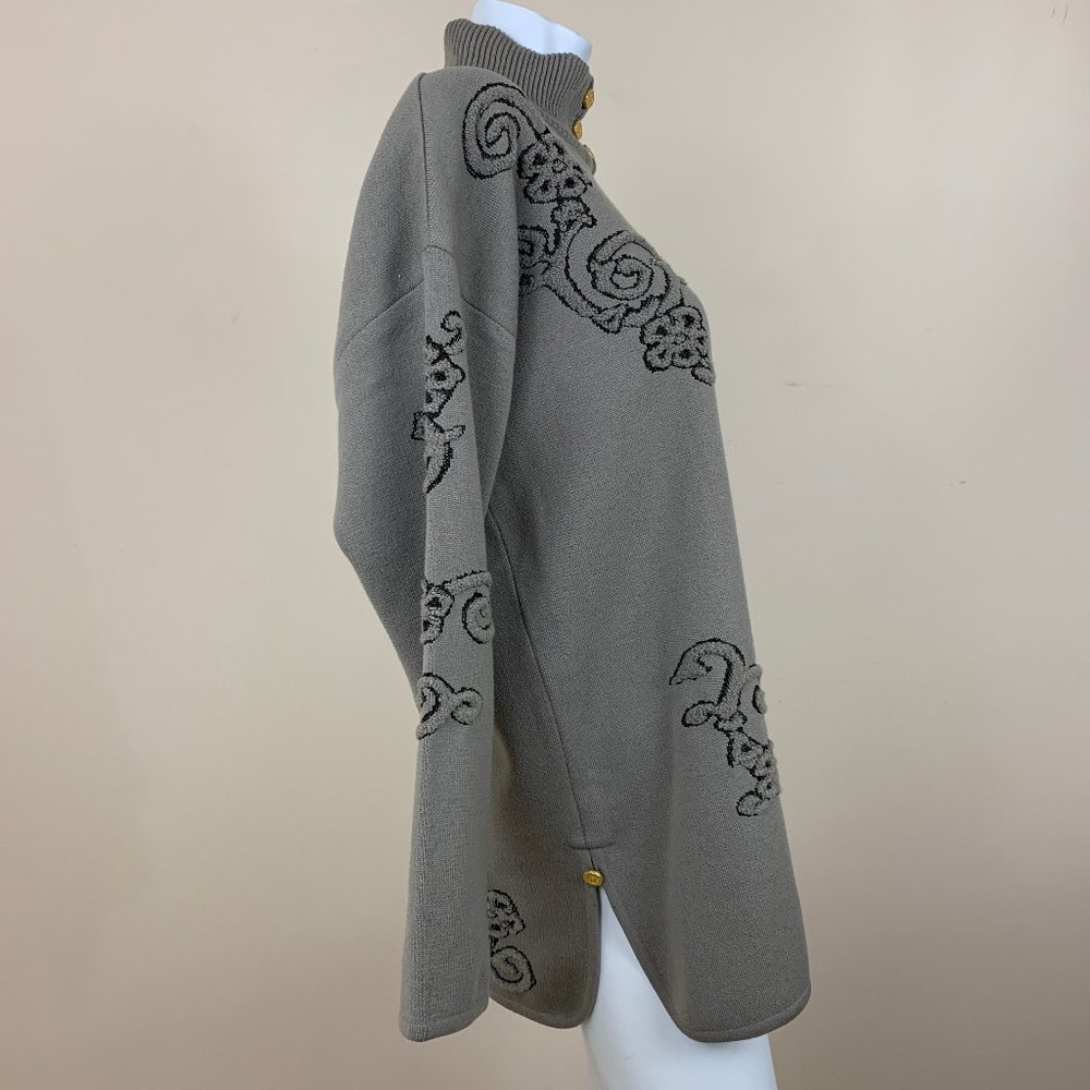 Escada Wool Taupe Textured Patterned Sweater - image 3